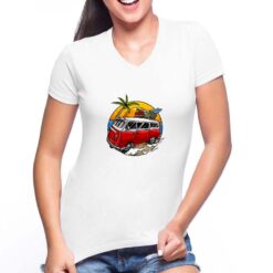 California t-shirt scollo a v personalizzata donna digitalshirt bianca