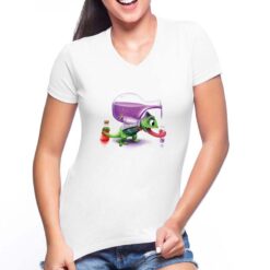 Calmaleonte Cimico t-shirt scollo a v personalizzata donna digitalshirt bianca