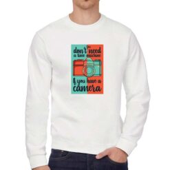 Camera Vintage felpa senza cappuccio personalizzata uomo digitalshirt bianca