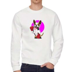 Cane Box felpa senza cappuccio personalizzata uomo digitalshirt bianca