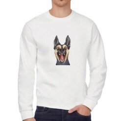 Cane Felice felpa senza cappuccio personalizzata uomo digitalshirt bianca