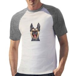 Cane Felice t-shirt bicolor personalizzata uomo digitalshirt grigia