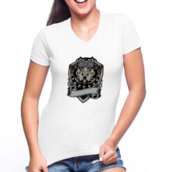 Cane Gang t-shirt scollo a v personalizzata donna digitalshirt bianca