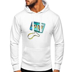 Cassetta Vintage felpa con cappuccio personalizzata uomo digitalshirt bianca