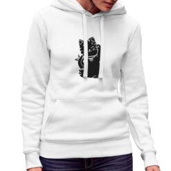 Cat Fish felpa con cappuccio personalizzata donna digitalshirt bianca.jpg