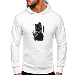 Cat Fish felpa con cappuccio personalizzata uomo digitalshirt bianca