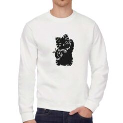 Cat Fish felpa senza cappuccio personalizzata uomo digitalshirt bianca