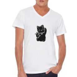 Cat Fish t-shirt scollo a v personalizzata uomo digitalshirt bianca