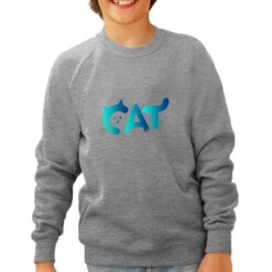 Cat felpa senza cappuccio personalizzata bambino digitalshirt grigia