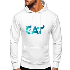 Cat felpa con cappuccio personalizzata uomo digitalshirt bianca