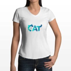 Cat t-shirt scollo a v personalizzata donna digitalshirt bianca