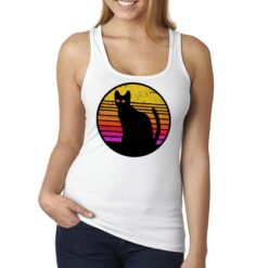 Cat Silhouette attesa canottiera personalizzata donna digitalshirt bianca