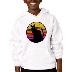Cat Silhouette attesa felpa con cappuccio personalizzata bambino digitalshirtbianco