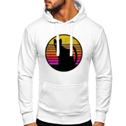 Cat Silhouette attesa felpa con cappuccio personalizzata uomo digitalshirt bianca