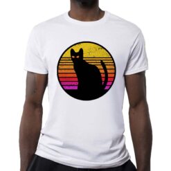 Cat Silhouette attesa t-shirt personalizzata uomo digitalshirt bianca