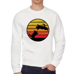 Cat Silhouette duo felpa senza cappuccio personalizzata uomo digitalshirt bianca