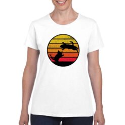 Cat Silhouette duo t-shirt personalizzata donna digitalshirt bianco