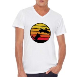 Cat Silhouette duo t-shirt scollo a v personalizzata uomo digitalshirt bianca