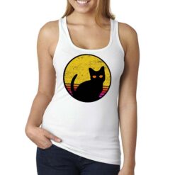 Cat Silhouette sguardo canottiera personalizzata donna digitalshirt bianca