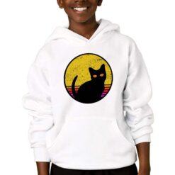 Cat Silhouette sguardo felpa con cappuccio personalizzata bambino digitalshirtbianco