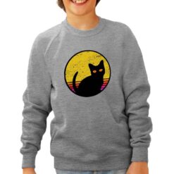 Cat Silhouette sguardo felpa senza cappuccio personalizzata bambino digitalshirt grigia