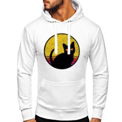 Cat Silhouette sguardo felpa con cappuccio personalizzata uomo digitalshirt bianca