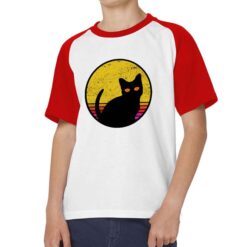 Cat Silhouette sguardo t-shirt bicolor personalizzata bambino digitalshirt rossa