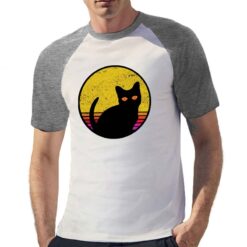 Cat Silhouette sguardo t-shirt bicolor personalizzata uomo digitalshirt grigia
