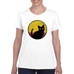 Cat Silhouette sguardo t-shirt personalizzata donna digitalshirt bianco