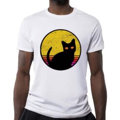 Cat Silhouette sguardo t-shirt personalizzata uomo digitalshirt bianca