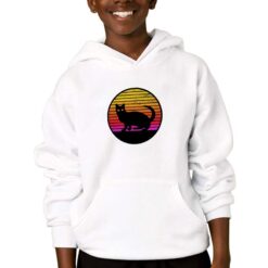 Cat Silhouette tensione felpa con cappuccio personalizzata bambino digitalshirtbianco