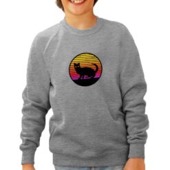 Cat Silhouette tensione felpa senza cappuccio personalizzata bambino digitalshirt grigia
