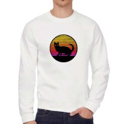 Cat Silhouette tensione felpa senza cappuccio personalizzata uomo digitalshirt bianca