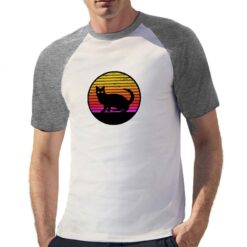 Cat Silhouette tensione t-shirt bicolor personalizzata uomo digitalshirt grigia