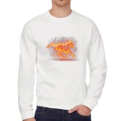 Cavallo Infuocato felpa senza cappuccio personalizzata uomo digitalshirt bianca