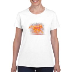 Cavallo Infuocato t-shirt personalizzata donna digitalshirt bianco