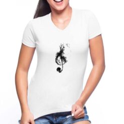 Chiave di Violino t-shirt scollo a v personalizzata donna digitalshirt bianca