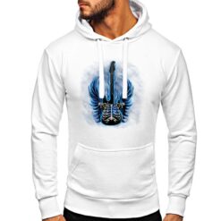 Chitarra Scheletro felpa con cappuccio personalizzata uomo digitalshirt bianca