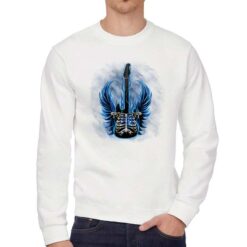 Chitarra Scheletro felpa senza cappuccio personalizzata uomo digitalshirt bianca