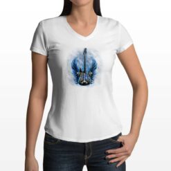 Chitarra Scheletro t-shirt scollo a v personalizzata donna digitalshirt bianca
