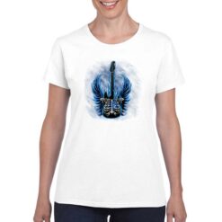 Chitarra Scheletro t-shirt personalizzata donna digitalshirt bianco