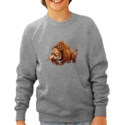 Cinghiale felpa senza cappuccio personalizzata bambino digitalshirt grigia