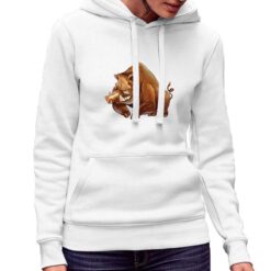 Cinghiale felpa con cappuccio personalizzata donna digitalshirt bianca.jpg
