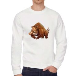 Cinghiale felpa senza cappuccio personalizzata uomo digitalshirt bianca