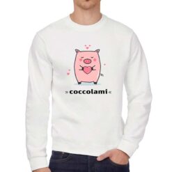 Coccolami felpa senza cappuccio personalizzata uomo digitalshirt bianca