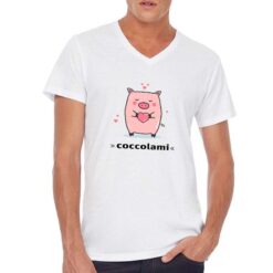Coccolami t-shirt scollo a v personalizzata uomo digitalshirt bianca