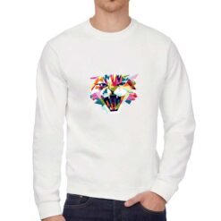 Crazy Cat felpa senza cappuccio personalizzata uomo digitalshirt bianca