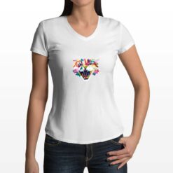 Crazy Cat t-shirt scollo a v personalizzata donna digitalshirt bianca