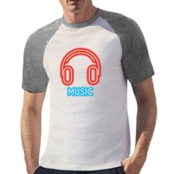 Cuffie Neon t-shirt bicolor personalizzata uomo digitalshirt grigia