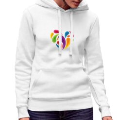 Cuore Arcobaleno felpa con cappuccio personalizzata donna digitalshirt bianca.jpg